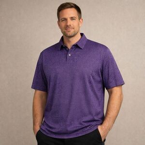 Polo Golf Ralph Lauren Men's XL Short Sleeve Polo Shirt Purple Micro Dot Pattern